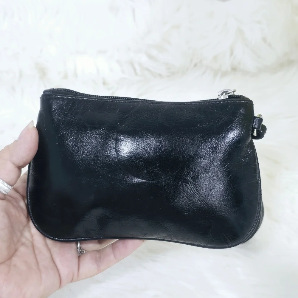Coach black leather wristlet